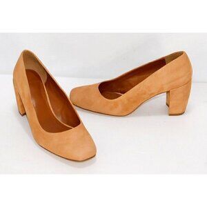 HALSTON light brown suede leather pumps, high heel shoes woman's size 7.5 M